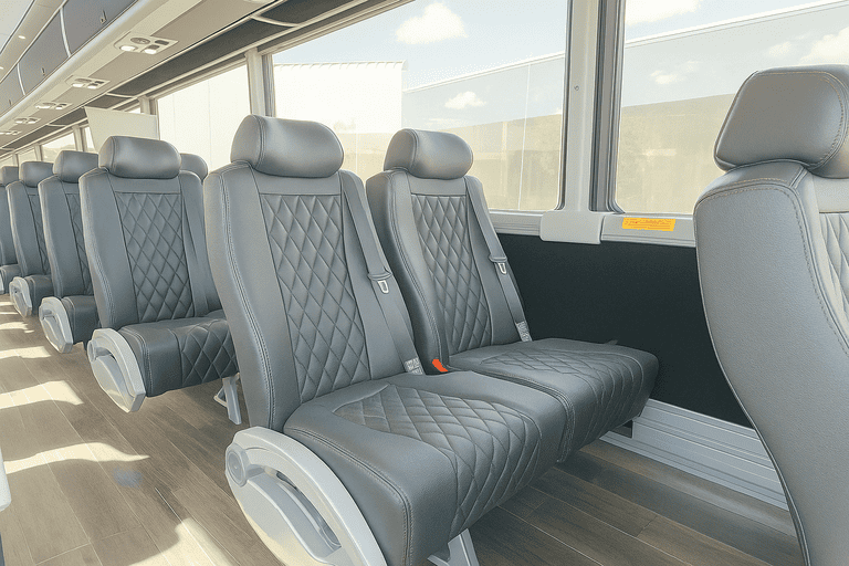 interior of San Francisco Coach Bus Service charter bus